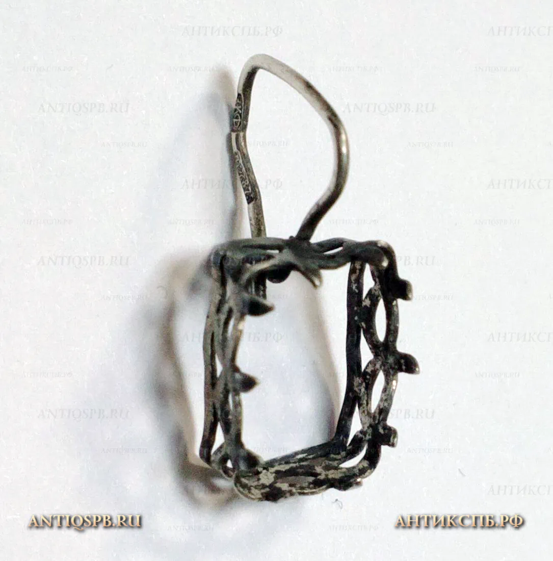 Серьга серебряная. 8КФ. СССР. Сер. ХХ века. №18965